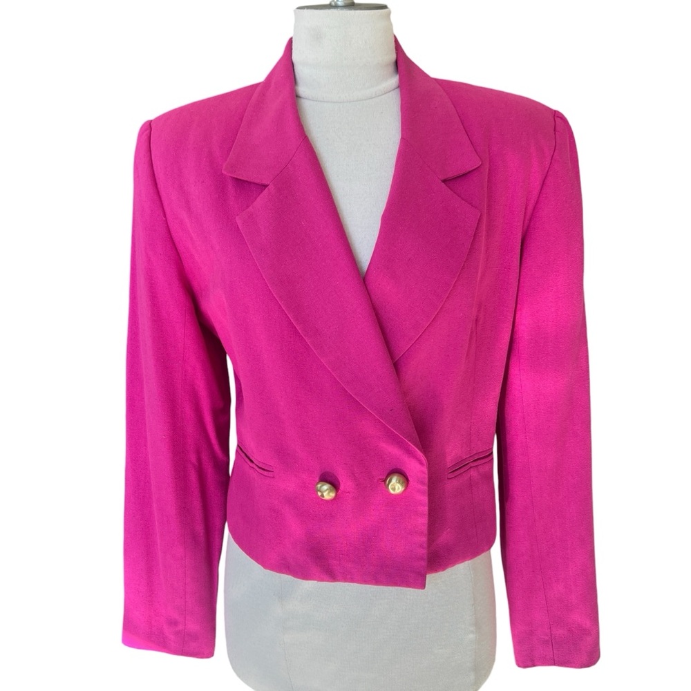 GEORGIOU 100% SILK BLAZER DOUBLE BREASTED SIZE SMALL VINTAGE